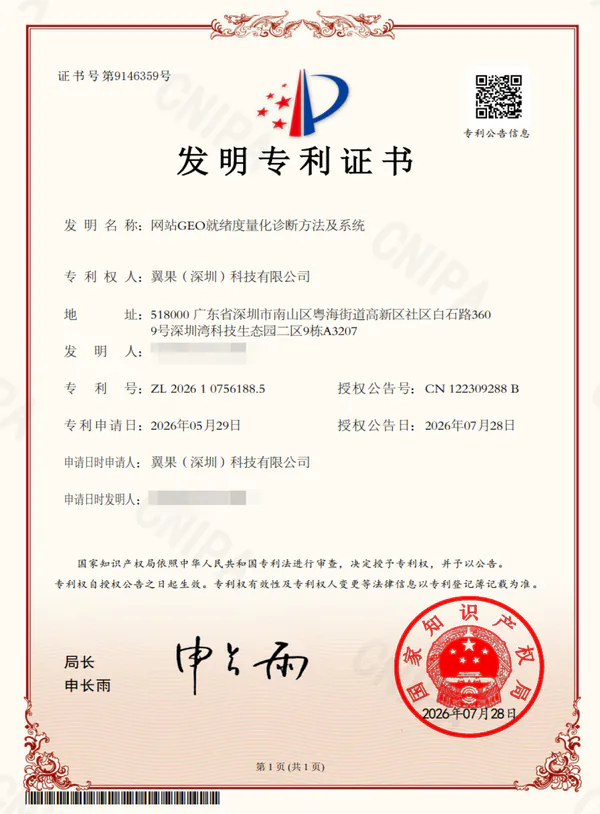 翼果网站GEO就绪度量化诊断方法及系统